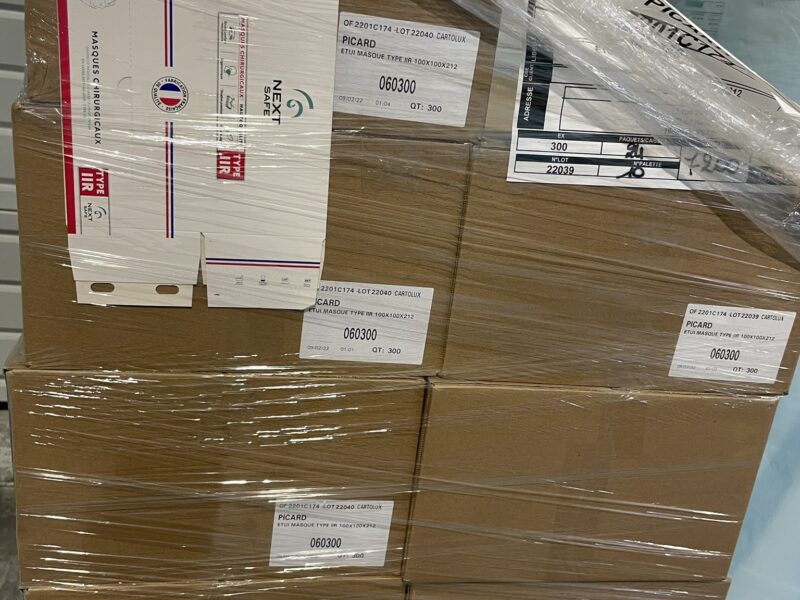 Déstockage de matières premières pour fabrication de masques